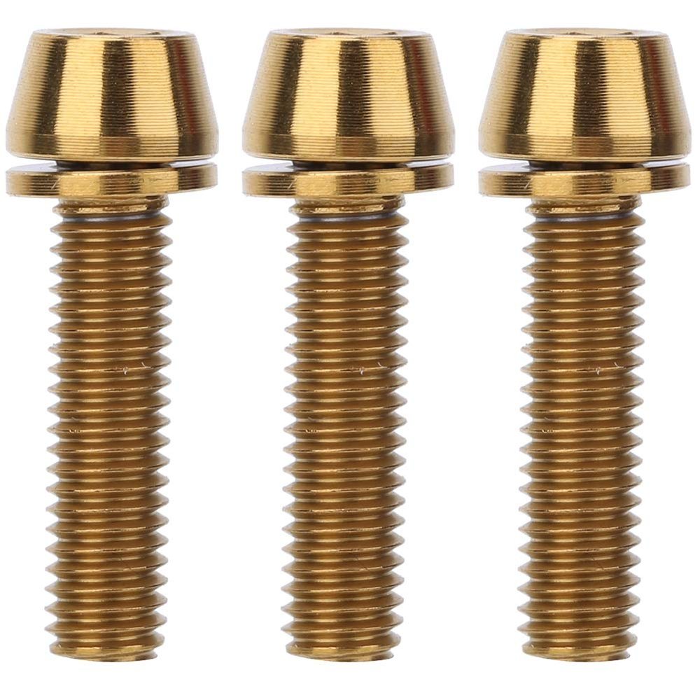 Bicycle Stem Bolts, 3PCS M5/M6x20 Titanium Alloy Fixing Screws for Mountain Bike Brake Caliper Bicycles Mtb Riding Accessories(M5*20 Gold)