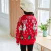 Christmas Cartoon Prints Sweater Toddler Children Boys Girls' Knitted Long Sleeve Pullover Crewneck Warm Sweater (Red, 9-10 Years) view 3
