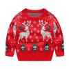 Christmas Cartoon Prints Sweater Toddler Children Boys Girls' Knitted Long Sleeve Pullover Crewneck Warm Sweater (Red, 9-10 Years) view 4