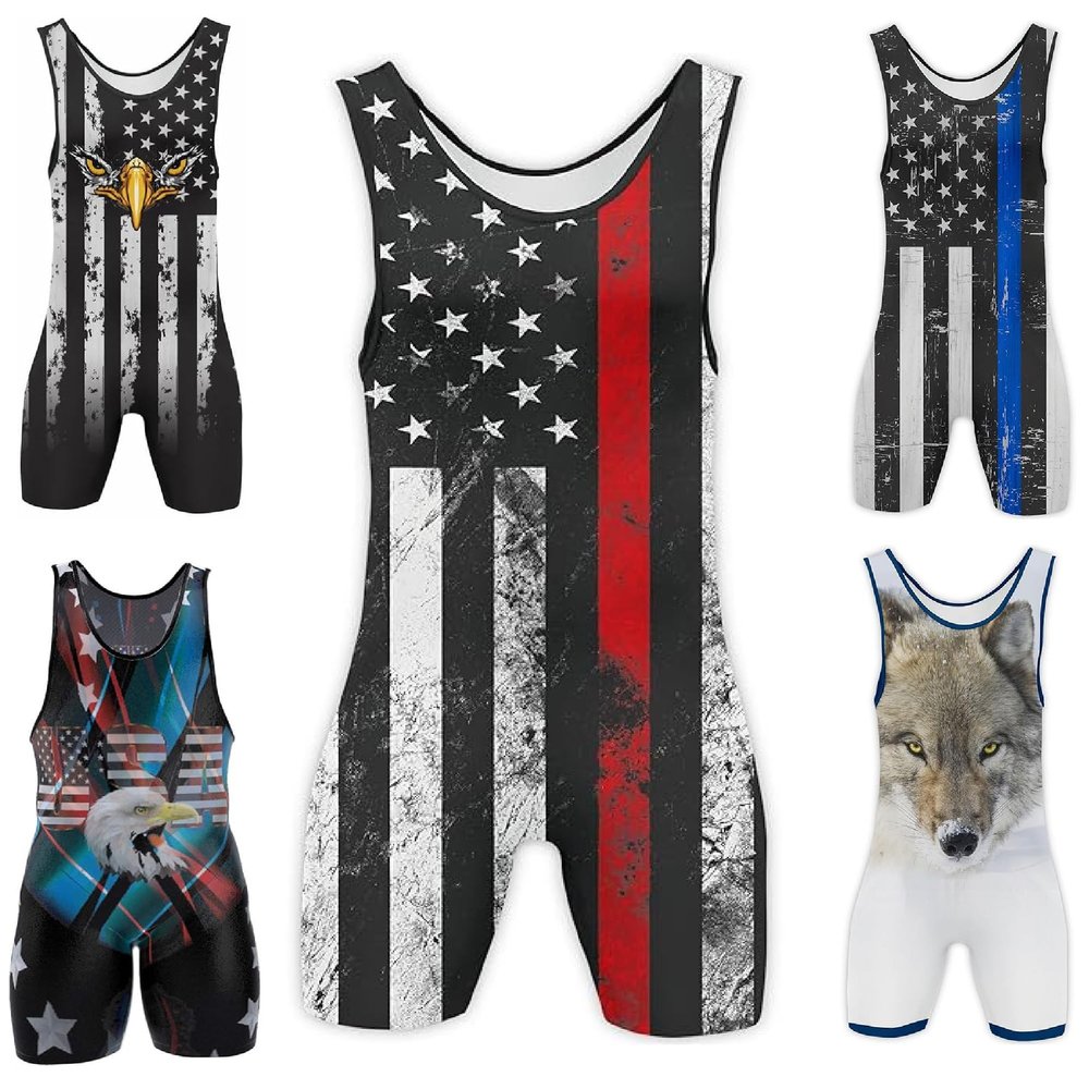 4 Time All American Sublimated Wrestling Singlet Stitched & Durable Mens Singlet Singlet for Wrestling, MMA & Powerlifting Wrestling Singlet Youth Boys (Firefighter, M 121-155 lbs.)