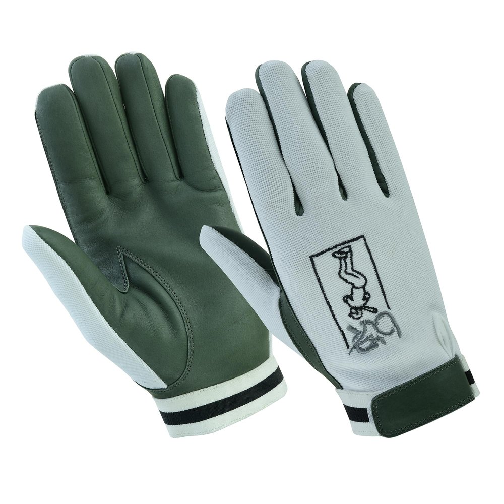BTR BORN TO RACE Cricket Batting Gloves Full Finger Light Weight Arm/Wrist Guard Protector Baseball Gloves Unisex Design (White/Green, L)