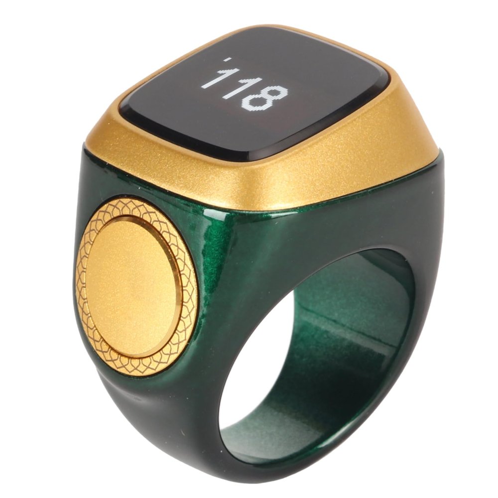 Bluetooth Finger, 18mm BT Smart Counter with 0.49in Digital Display Electronic Counter Rechargeable Intelligent Step Counting Finger with Vibration Reminder (Green)