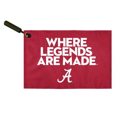 AGAS Alabama Collegiate Plastic Swirler Flag - 12x18 Inch | Where Legends Are Made Red Logo | Double Layered 2 Ply Polyester | Built-in Plastic Swirler Handle Bar | Double Stitched Corners & Double Folded Ends | Reads Correctly on Both Sides