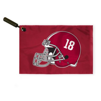 AGAS Alabama Collegiate Plastic Swirler Flag - 12x18 Inch | Alabama 18 Football Helmet Logo | Single Layered 1 Ply Nylon | Built-in Plastic Swirler Handle Bar | Double Stitched Corners & Double Folded Ends