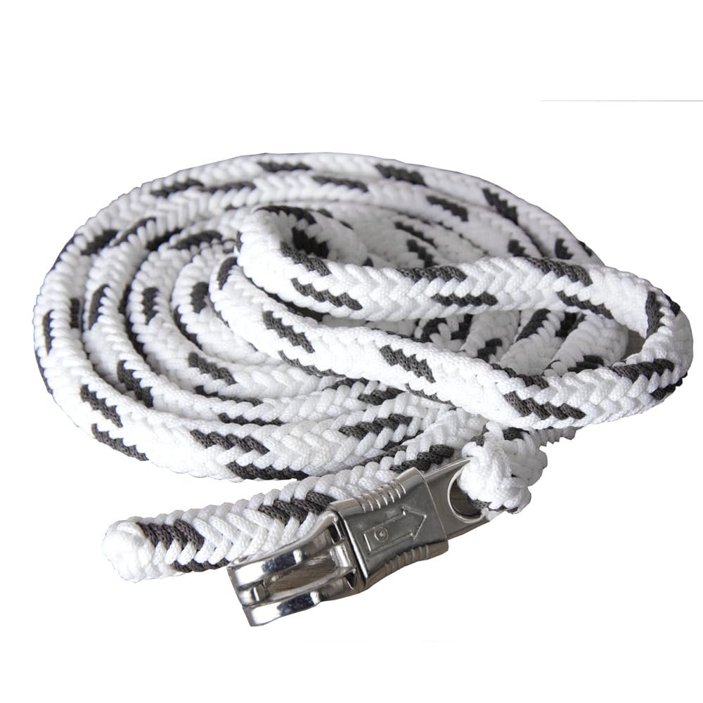 HILASON Horse Roping Lead Rope Riding Poly White & Black 9 Ft Snaps | Barrel Reins Racing Contest Western for Horses Weaver