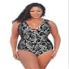 Always For Me White Scroll Plus Size Double V Plunge One Piece Swimsuit Size 20W view 1