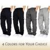 Mens Fleece Cargo Jogger Sweatpants for Adult Drawstring Loose Fit Joggers Sweat Pants with Pockets Navy view 3