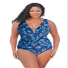 Always For Me Blue Palms Plus Size Double V Plunge One Piece Swimsuit Size 22W view 1