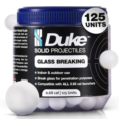 Duke 68 Cal Kinetic Projectiles Hard Plastic Balls for Training 125 Count - Durable Kinetic Projectiles for Tactical Training, Target Practice & Launcher, Compatible Practice Rounds - Weight: 3.8g