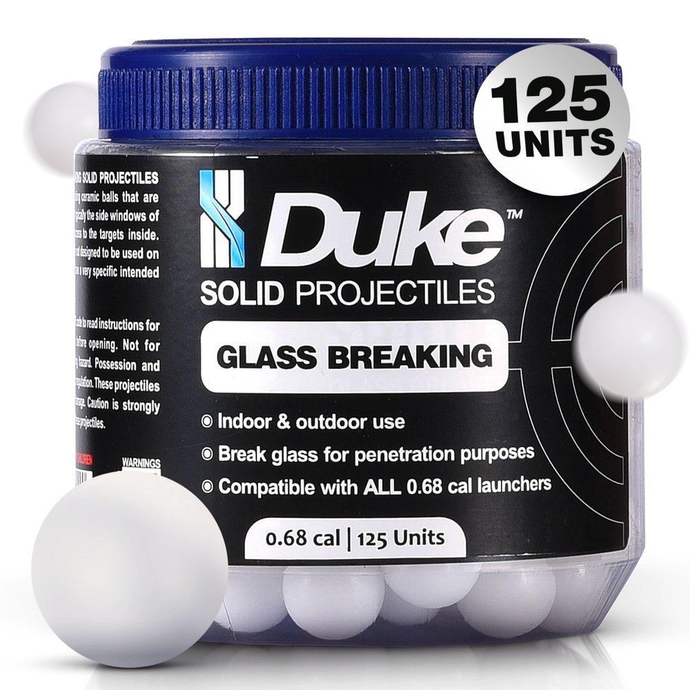 Duke 68 Cal Kinetic Projectiles Hard Plastic Balls for Training 125 Count - Durable Kinetic Projectiles for Tactical Training, Target Practice & Launcher, Compatible Practice Rounds - Weight: 3.8g