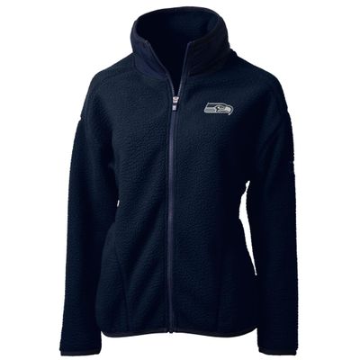 Cutter & Buck Women's College Navy Seattle Seahawks Cascade Eco Sherpa Fleece Full-Zip Jacket