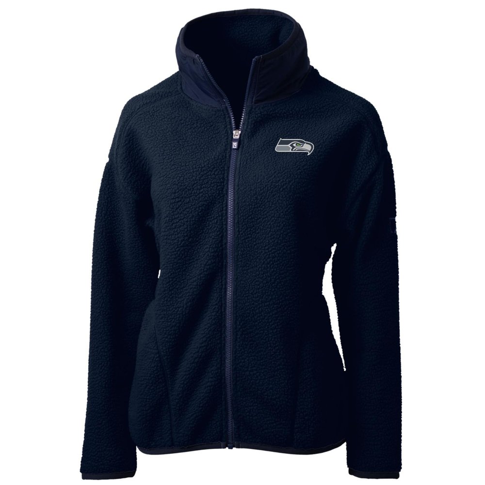 Cutter & Buck Women's College Navy Seattle Seahawks Cascade Eco Sherpa Fleece Full-Zip Jacket