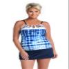 24th & Ocean Women's High Neck Adjustable Neckline Tankini Swimsuit Top, Indigo//Sea's The Dye, Small view 1
