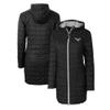Cutter & Buck Women's Black Philadelphia Eagles Gridiron Classics Logo Rainier Primaloft Eco Insulated Hooded Long Coat view 1