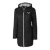 Cutter & Buck Women's Black Philadelphia Eagles Gridiron Classics Logo Rainier Primaloft Eco Insulated Hooded Long Coat view 2