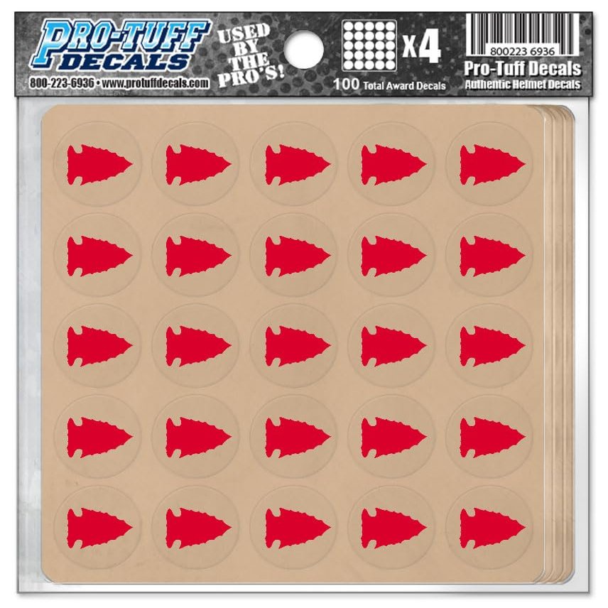 Arrow Award Decals Thick 20 mil Vinyl 1-1/8" Diameter (100 Decals) (Red on Clear)