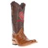 Vaccari Men's James Hand-Corded Top University of Oklahoma Sooners Embroidery Antique Tan Gator Belly Leather Narrow Square Toe Cowboy Boots - 9 EE view 1