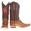 Vaccari Men's James Hand-Corded Top University of Oklahoma Sooners Embroidery Antique Tan Gator Belly Leather Narrow Square Toe Cowboy Boots - 9 EE view 2