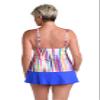 24th & Ocean Women's Over The Shoulder Tankini Swimsuit Top, Multi//Tropics Stripe, X-Large view 2