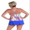 24th & Ocean Women's Over The Shoulder Tankini Swimsuit Top, Multi//Tropics Stripe, X-Large view 3