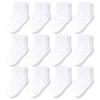 CozyWay Baby & Toddler Crew Socks - Soft Breathable Design - White Cotton Baby Socks 0-6 Months, White, 12 Pack view 1