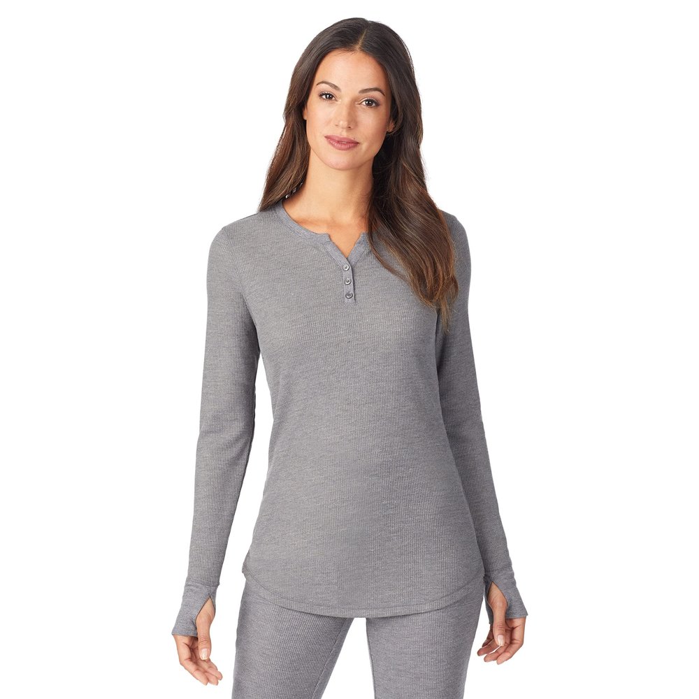 Stretch Thermal Long Sleeve Split V-Neck