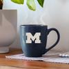 Rico Industries NCAA Michigan Wolverines Primary 16 oz Team Color Laser Engraved Speckled Ceramic Coffee Mug view 2
