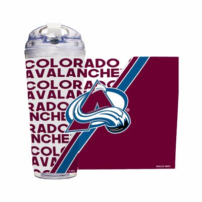 Rico Industries NHL Hockey Colorado Avalanche 24oz Acrylic Tumbler with Hinged Lid, Officially Licensed Double Wall Tumbler with Straw
