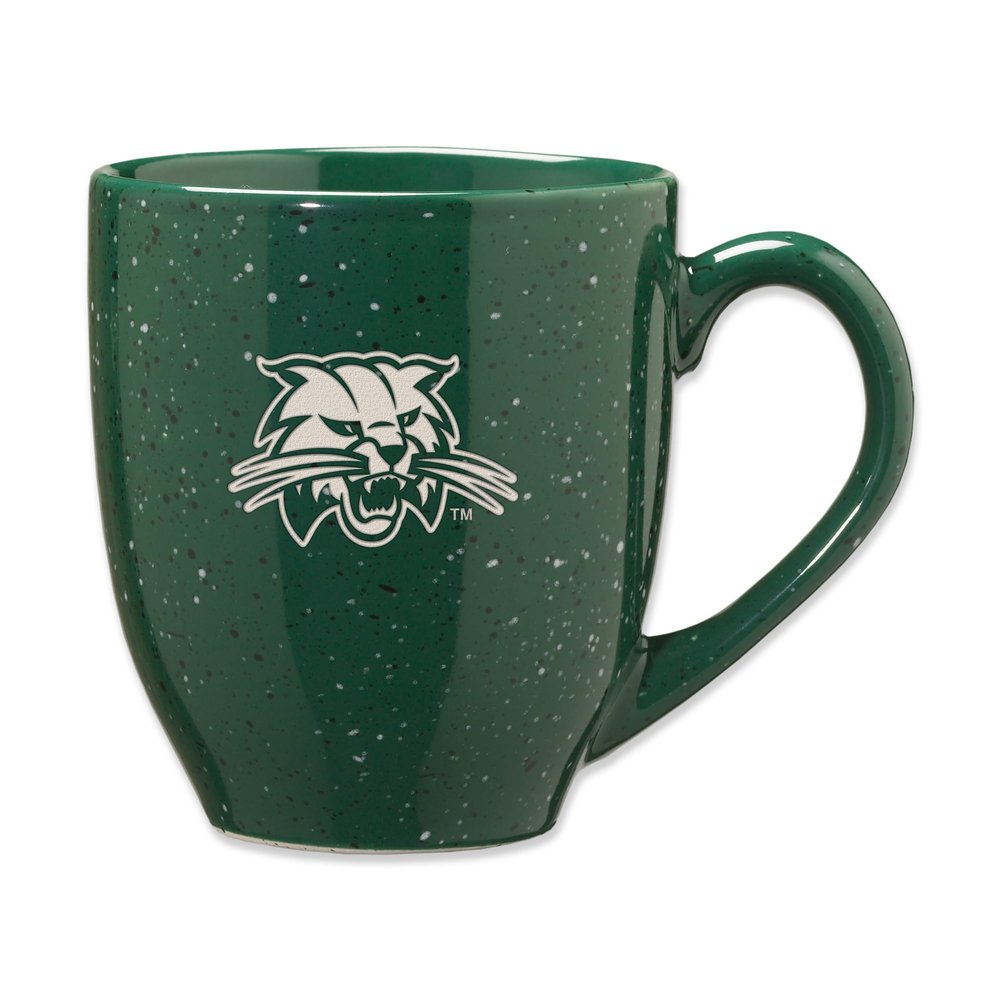 Rico Industries NCAA Ohio Bobcats Primary 16 oz Team Color Laser Engraved Speckled Ceramic Coffee Mug