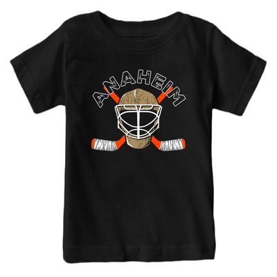 Anaheim Team Mask Kid's Fan T-Shirt for Hockey Fans (Black Shirt, YXS)