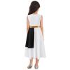 FEESHOW Girls Kids Metallic Ballet Liturgical Praise Dance Dress Lyrical Dancewear Color Block Robe Worship Black A 14 Years view 2