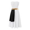 FEESHOW Girls Kids Metallic Ballet Liturgical Praise Dance Dress Lyrical Dancewear Color Block Robe Worship Black A 14 Years view 4