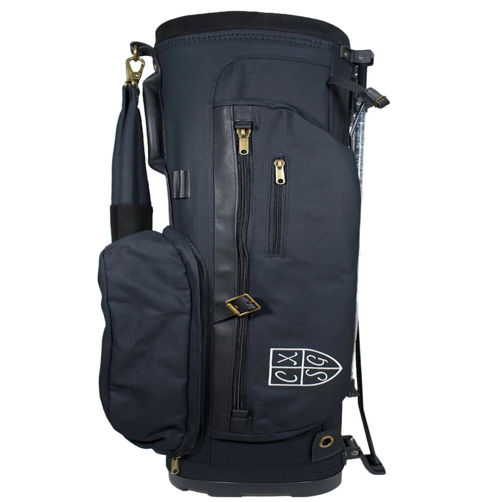 Classic Style Golf Vintage Canvas & Leather Stand Bag Black/White