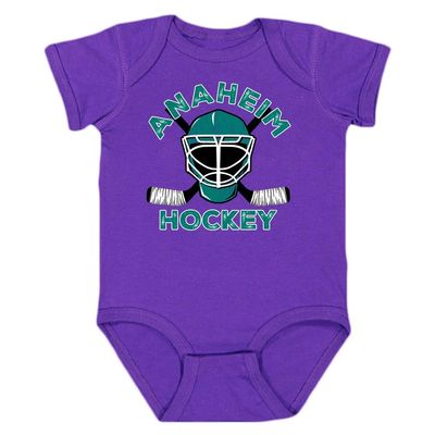 Anaheim Team Mask Kid's Bodysuit for Hockey Fans (Purple Onesie, 12M)