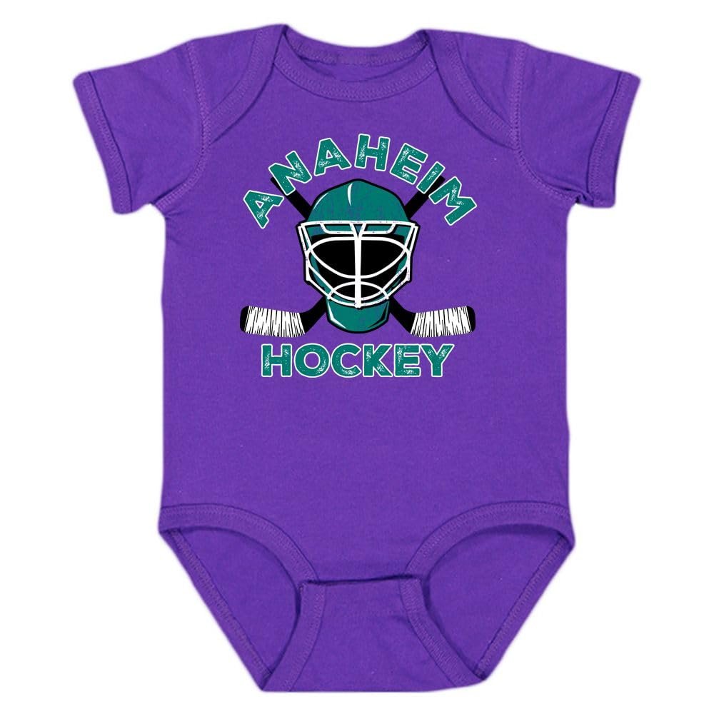 Anaheim Team Mask Kid's Bodysuit for Hockey Fans (Purple Onesie, 12M)