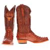 Vaccari Men's David Hand-Corded Top UT Longhorns Embroidery Genuine Cognac Hornback Alligator Narrow Square Toe Cowboy Boots - 9 EE view 2