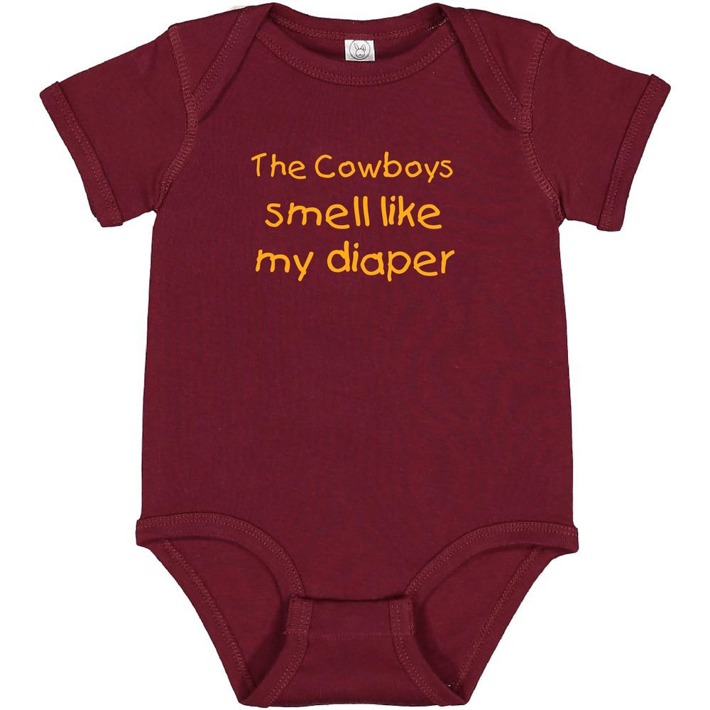 Washington Fan The Cowboys Smell Like My Diaper Funny Baby Bodysuit Gift Outfit (Newborn)