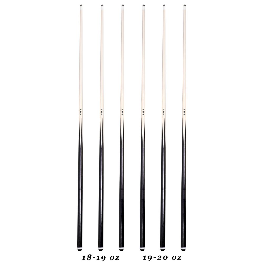 OKKO 1-Piece Pool Billiard House Bar Cue Sticks 57, Glue-On Tip, Pack of 6 (18-20 oz)