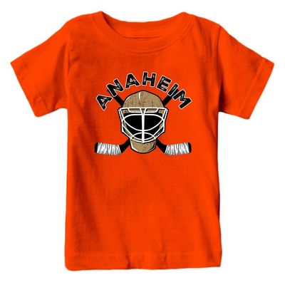 Anaheim Team Mask Kid's T-Shirt for Hockey Fans (Orange Shirt, 4T)
