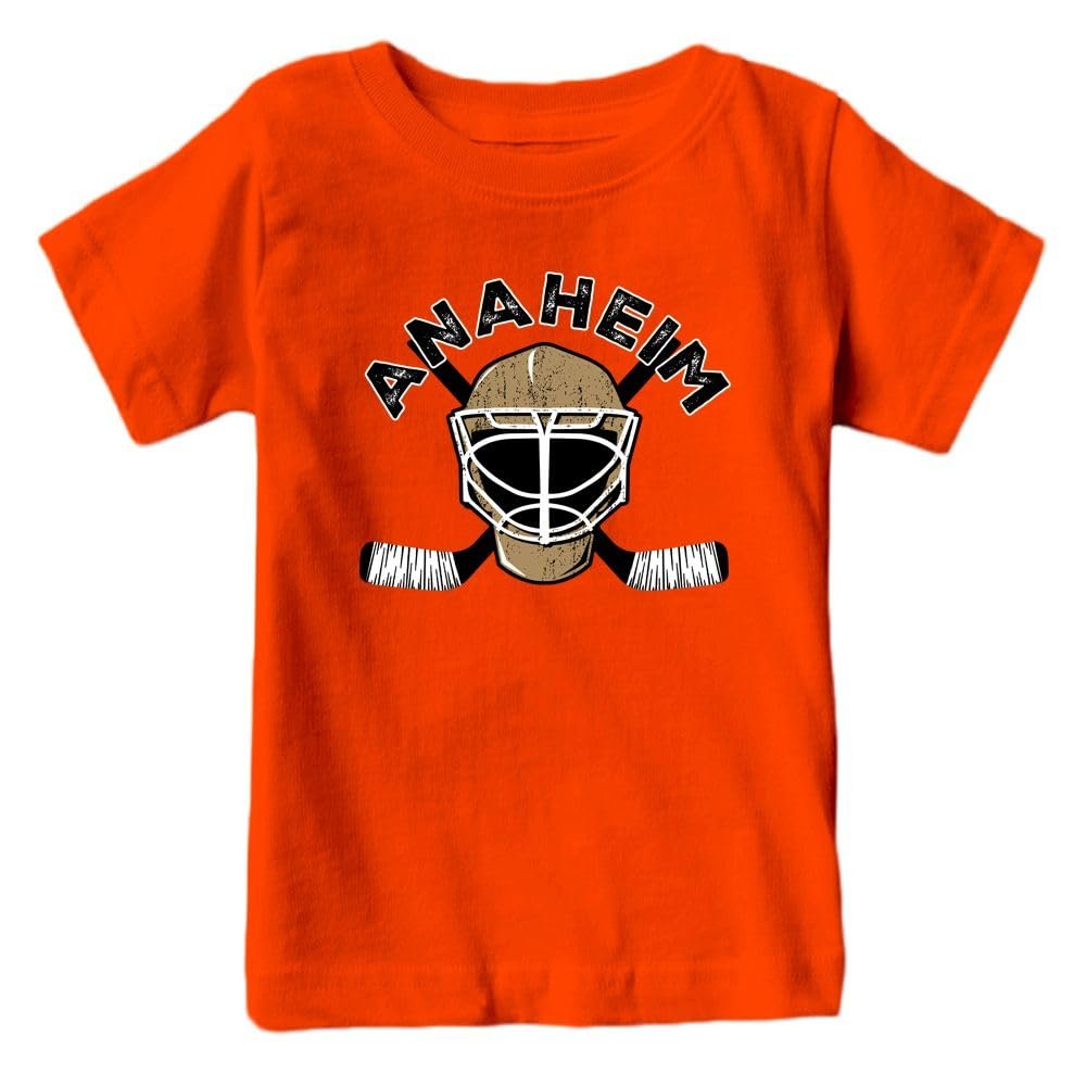 Anaheim Team Mask Kid's T-Shirt for Hockey Fans (Orange Shirt, 4T)