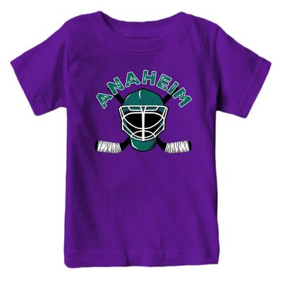 Anaheim Team Mask Kid's T-Shirt for Hockey Fans (Purple Shirt, 4T)