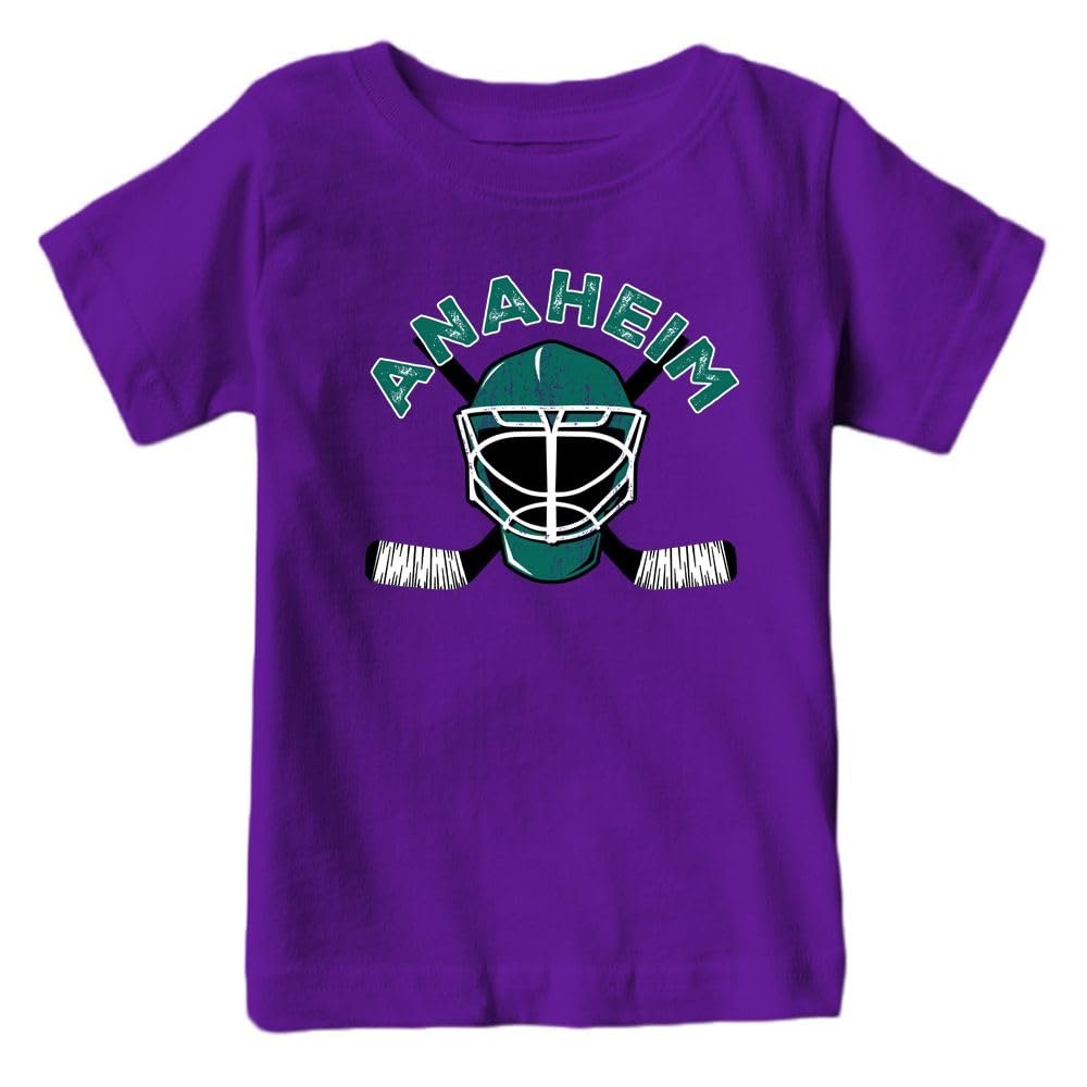 Anaheim Team Mask Kid's T-Shirt for Hockey Fans (Purple Shirt, 4T)