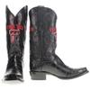 Vaccari Men's James Hand-Corded Top Texas Tech Embroidery Black Gator Belly Leather Narrow Square Toe Cowboy Boots - 9.5 D view 2