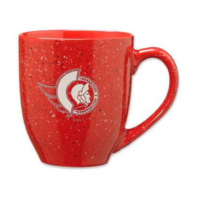 Rico Industries NHL Hockey Ottawa Senators Red 16 oz Team Color Laser Engraved Speckled Ceramic Coffee Mug