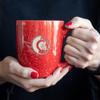 Rico Industries NHL Hockey Ottawa Senators Red 16 oz Team Color Laser Engraved Speckled Ceramic Coffee Mug view 4