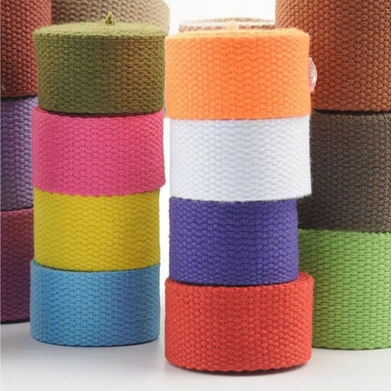 3Yards 25/30/38mm Canvas Webbing/Ribbon Bag Cotton Webbing Belt Knapsack Accessories Outdoor Backpack Parts DIY Craft For Home(3 Yards-02,38mm)