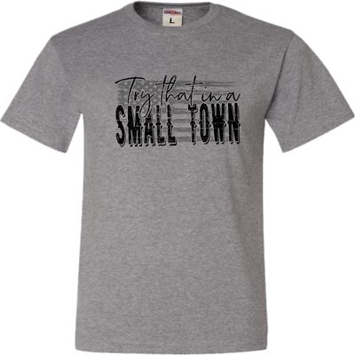 5X-Large Oxford Mens USA American Flag Try That in A Small Town T-Shirt