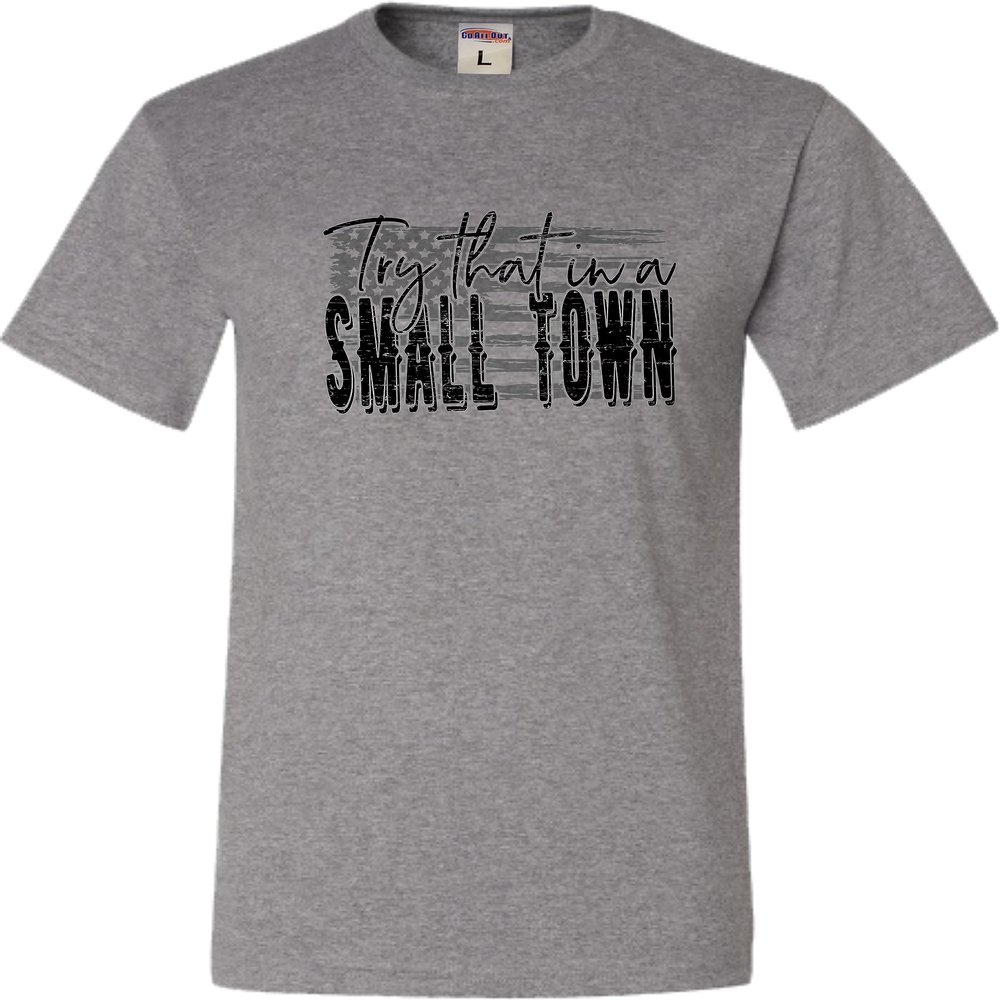 5X-Large Oxford Mens USA American Flag Try That in A Small Town T-Shirt
