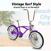 Tracer Retro Beach Cruiser for Adults,20 Inch Wheels,1.75 Tire, City Bike, Lowrider Springer Fork Retro Banana Seat,High Rise Handlebar-Purple view 3