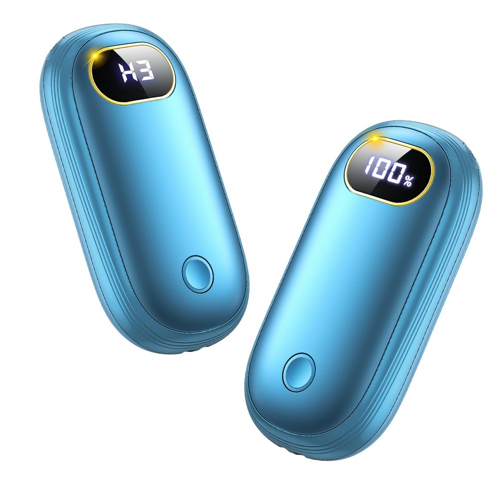 Electric Hand Warmers Rechargeable Power Bank with LED Display, 17Hrs Warmth, 4 Levels Dual-Side Fast Heating Portable Pocket Heater 2 Pack for Hunting, Camping, Golf, Outdoor, Gifts for Women/Men
